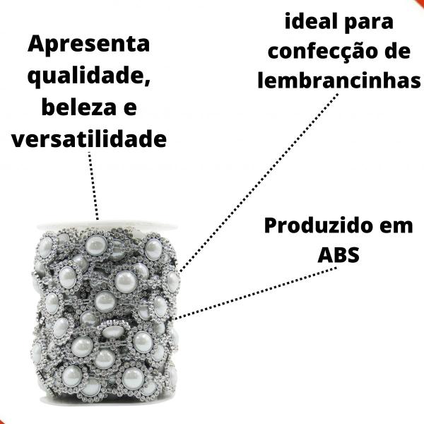 Imagem de Aljofre de perola com strass 22mm em abs com 9 metros