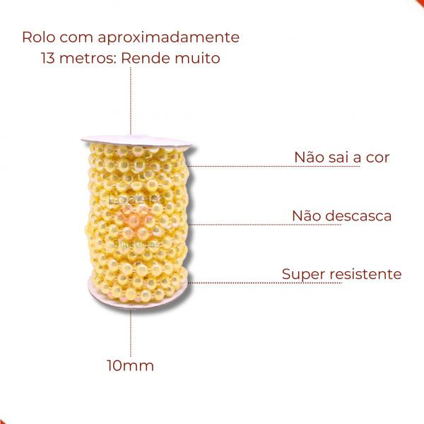 Imagem de Aljofre Meia Perola Irisada 10mm Em Abs Com 13 Metros