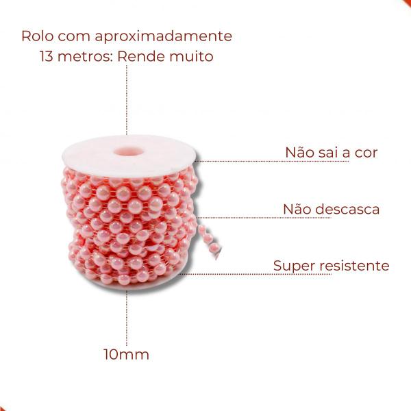 Imagem de Aljofre Meia Perola Irisada 10mm Em Abs Com 13 Metros