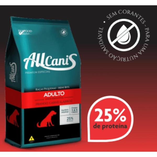 ALLCANIS ADULTO RAÇAS PEQ. MINI BITS Frango Carne Arroz 15KG - PET FOOD SOLUTION Imagem de ALLCANIS ADULTO RAÇAS PEQ. MINI BITS Frango Carne Arroz 15KG