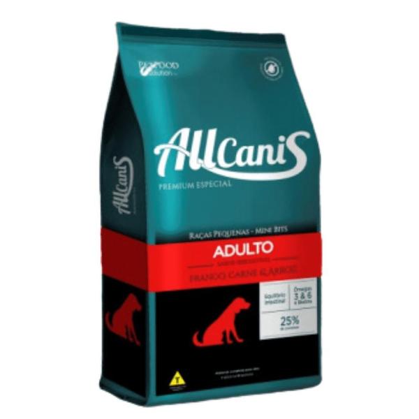 ALLCANIS ADULTO RAÇAS PEQ. MINI BITS Frango Carne Arroz 15KG - PET FOOD SOLUTION Imagem de ALLCANIS ADULTO RAÇAS PEQ. MINI BITS Frango Carne Arroz 15KG