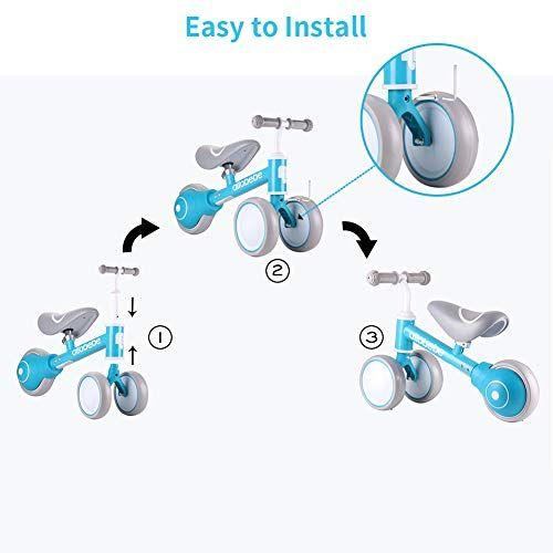 Imagem de allobebe Baby Balance Bike, Toddler Bikes Bicycle para 12-36 meses para meninas e meninos de 1 ano para andar por aí com assento ajustável suave e silencioso 3 rodas