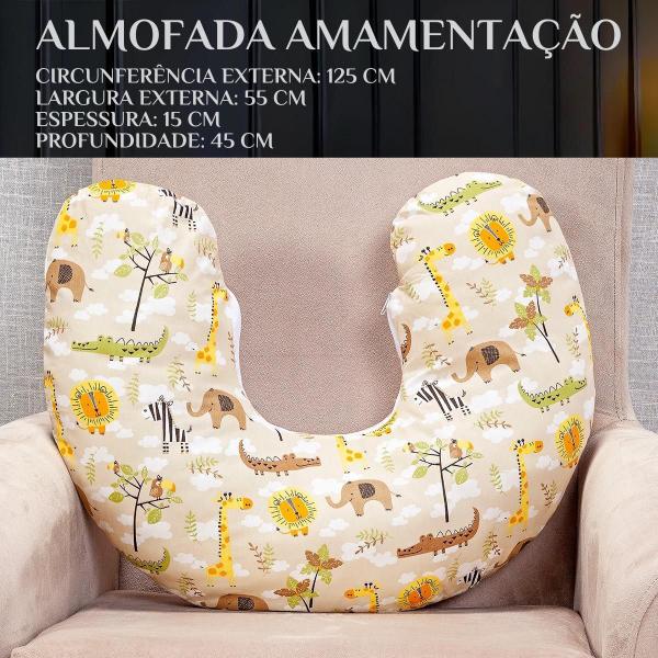 Imagem de Almofada Amamentação 100% Algodão Safari Estampada Conforto