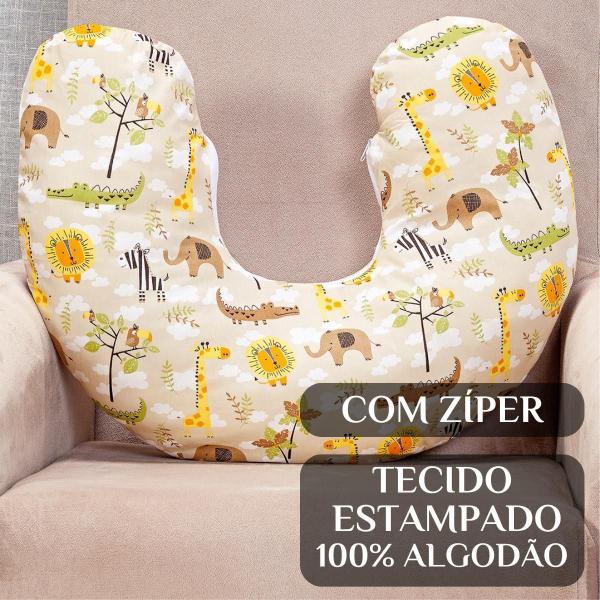 Imagem de Almofada Amamentação 100% Algodão Safari Estampada Conforto