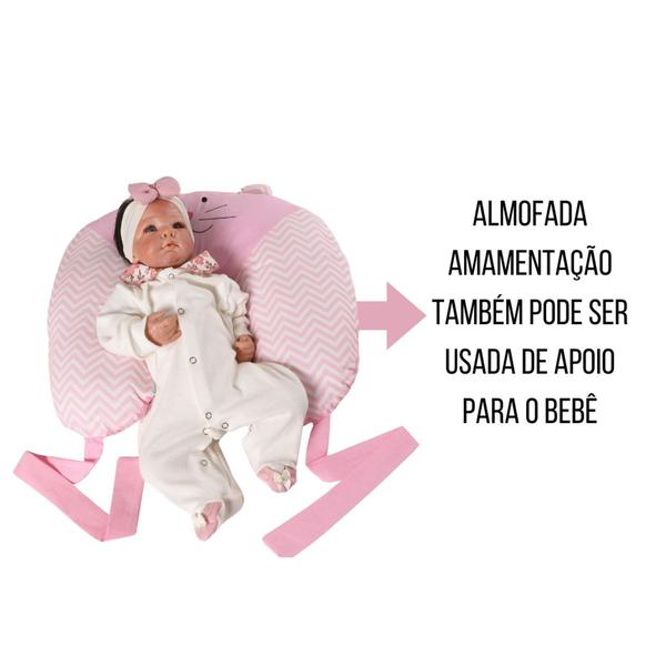 Imagem de Almofada Amamentação Bordada c/ Orelinhas Bebê Menina Menino