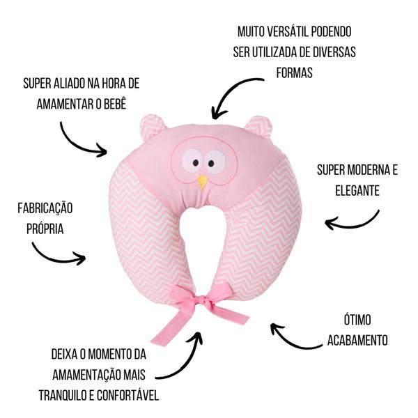 Imagem de Almofada Amamentação Bordada com Orelinhas Bebê Menina Menino