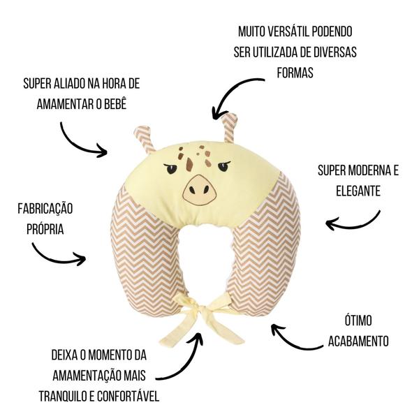 Imagem de Almofada Amamentação Bordada Estampada Bebê Menina Menino 01 Peça