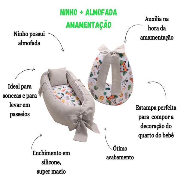 Almofada Amamentação com Ninho Redutor Para Bebê Menina Menino - Maria's Baby Imagem de Almofada Amamentação com Ninho Redutor Para Bebê Menina Menino