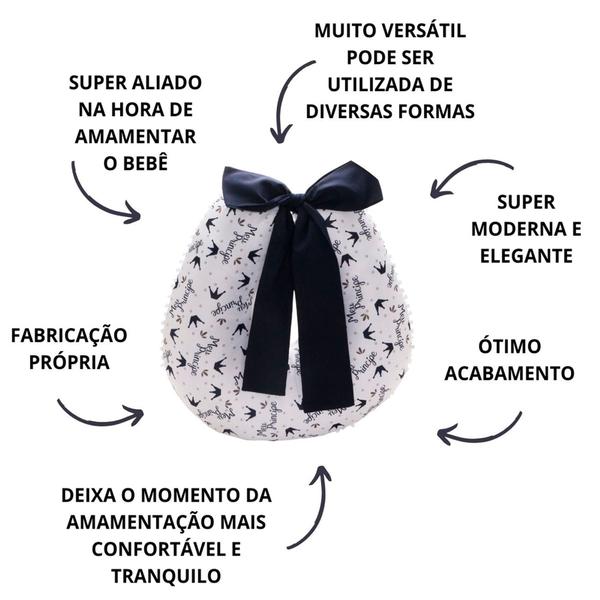 Imagem de Almofada Amamentação Para Bebê Menina Menino Com Enchimento e Zíper