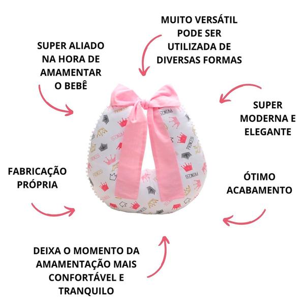 Imagem de Almofada Amamentação Para Bebê Menina Menino Com Enchimento e Zíper