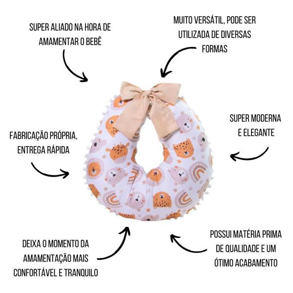 Imagem de Almofada Amamentação Pompom Para Bebê Menina Menino