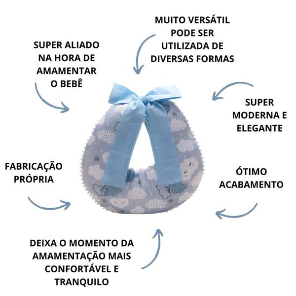 Imagem de Almofada Amamentação Pompom Para Bebê Menina Menino