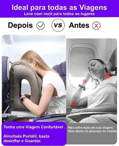 Imagem de Almofada Apoio Inflável Avião Viagem Travesseiro Dormir