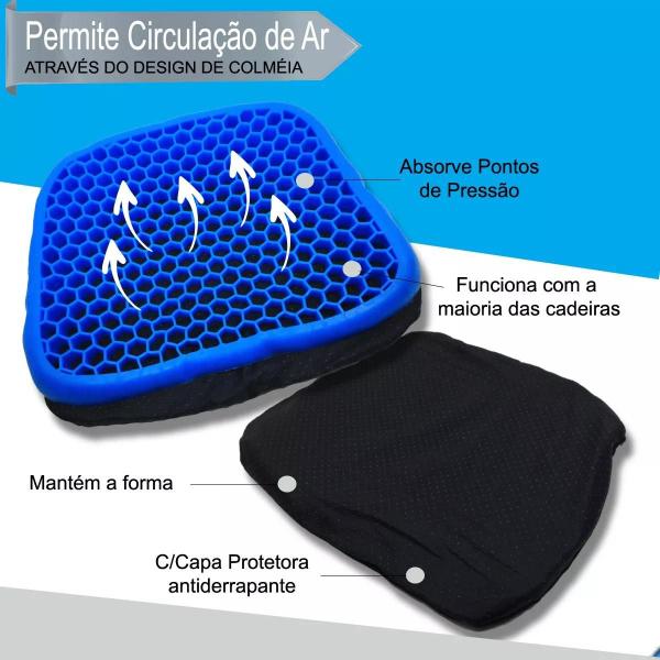 Imagem de Almofada Assento Em Gel Com Capa Silicone Ortopédica