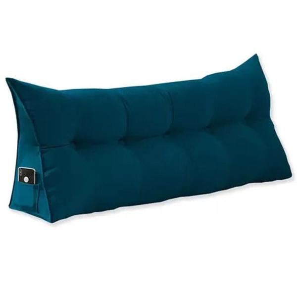 Imagem de Almofada Cabeceira Para Leitura Na Cama Mel Solteiro 90 cm Suede Azul Marinho - LM DECOR