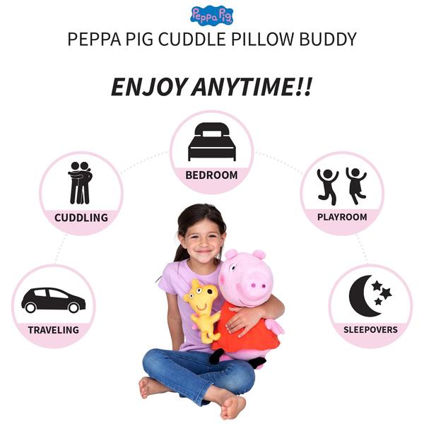 Imagem de Almofada Cuddle Pillow Buddy Franco Peppa Pig com roupa de cama Teddy Kids