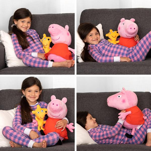 Imagem de Almofada Cuddle Pillow Buddy Franco Peppa Pig com roupa de cama Teddy Kids