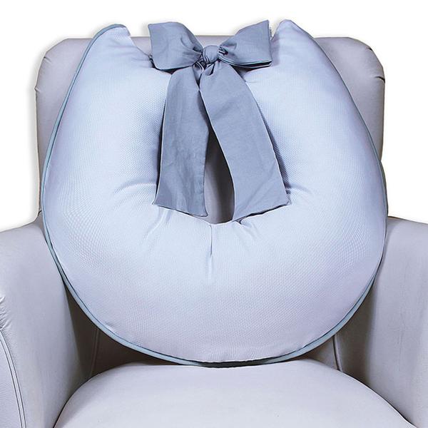 Almofada de Amamentação com Laço - Branca com Cinza - Laura Baby Imagem de Almofada de Amamentação com Laço - Branca com Cinza