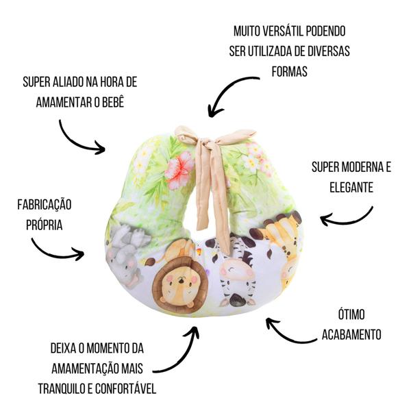 Imagem de Almofada de Amamentação Estampada com Laço Bebê Menina Menino
