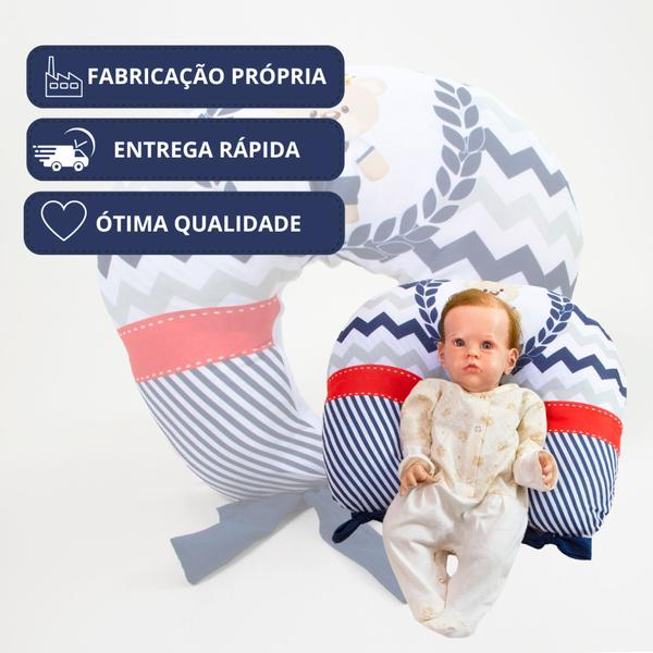 Imagem de Almofada de Amamentação Estampada com Laço Bebê Menina Menino