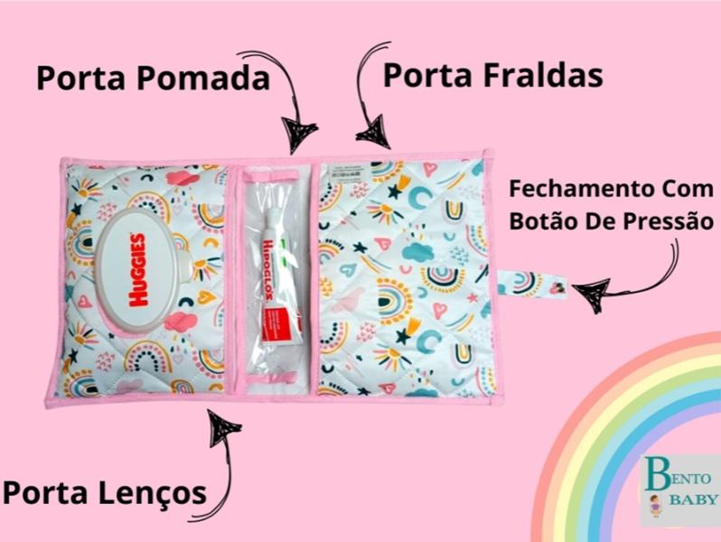 Imagem de Almofada De Amamentação Menina + Porta Fralda Lenços Organizador