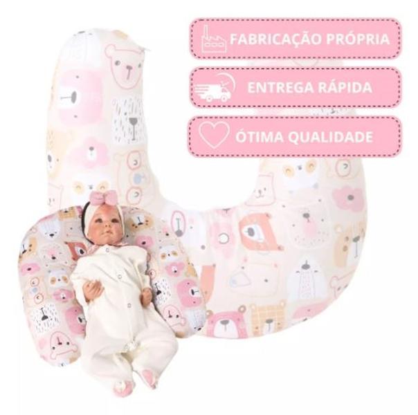 Imagem de Almofada de Amamentação Para Bebê Menina Menino Sublimada Estampada