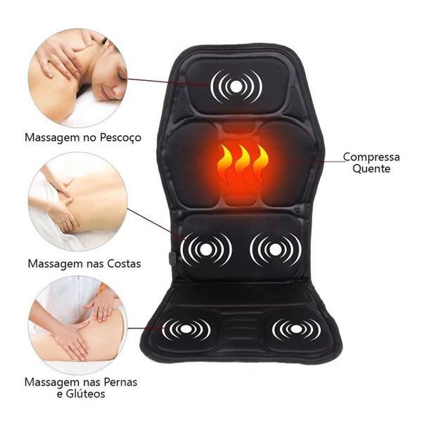 Imagem de Almofada de cadeira massageadora aquecimento elétrico vibratório cervical pescoço