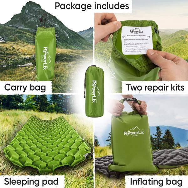 Imagem de Almofada de dormir de acampamento POWERLIX Ultralight com bolsa de inflação