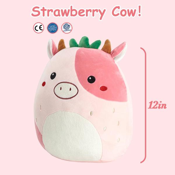 Imagem de Almofada de pelúcia CozyWorld Strawberry Cow 30 cm de pelúcia