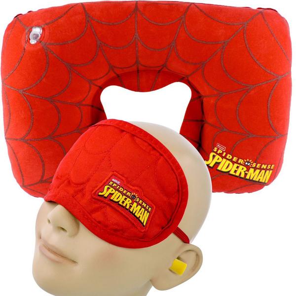 Imagem de Almofada de Pescoço + Máscara + Livro com 4 Quebra Cabeças Homem Aranha