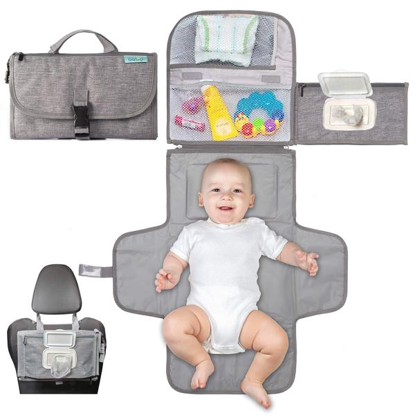 Imagem de Almofada de troca de fraldas portáteis, almofada de troca portátil para menino recém-nascido &amp baby- baby changing pad com bolso de lenços inteligentes - kit de estação de mudança de viagem impermeável - Presente de Bebê por Kopi Baby