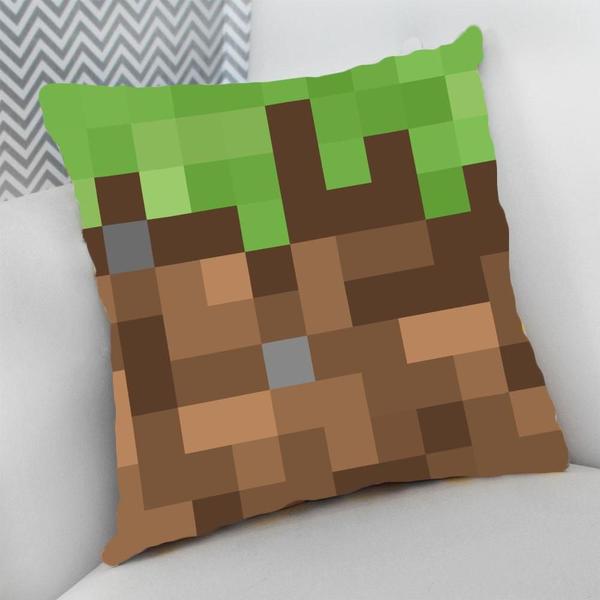 Imagem de Almofada Decorativa Cheia c/ Zíper 25x25 Jogos Divertidos Minecraft