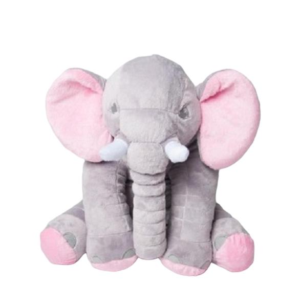 Imagem de Almofada Elefante Pelúcia Velboa Antialérgico 60cm Travesseiro Para Bebe