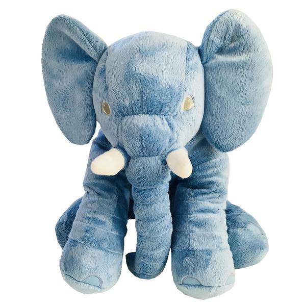 Imagem de Almofada Elefante Travesseiro Pelúcia 50 Cm Tecido Antialérgico - Azul Bebê