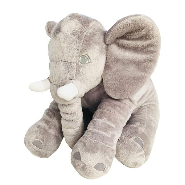 Imagem de Almofada Elefante Travesseiro Pelúcia 50 Cm Tecido Antialérgico - Cinza