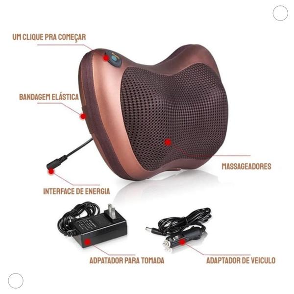 Almofada Encosto Massageador Movimentos Shiatsu Lombar Infravermelho Pescoço Veicular - ALMOFADA MASSAGEM Imagem de Almofada Encosto Massageador Movimentos Shiatsu Lombar Infravermelho Pescoço Veicular