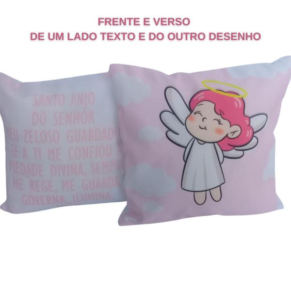 Imagem de Almofada Infantil Para Cama ou Berço Oração Santo Anjo Estampa digital 01 Peça