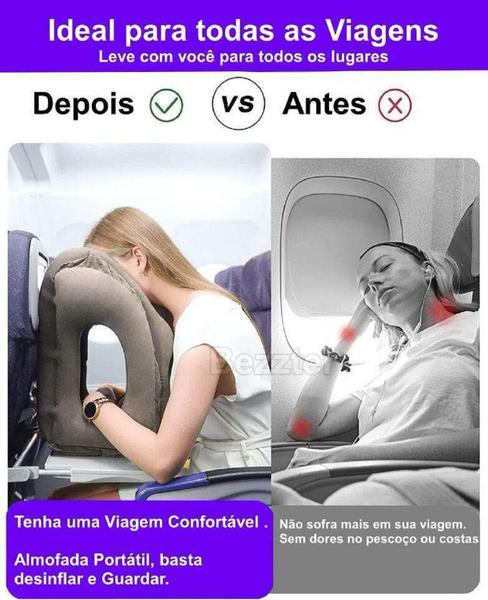 Imagem de Almofada Inflável Viagem Avião Onibus Carro Apoio Cabeça