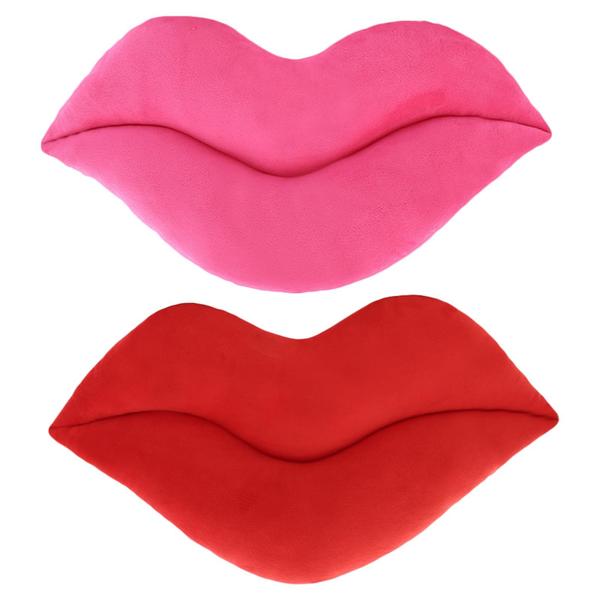 Imagem de Almofada labial de pelúcia zhidiloveyou 30 cm, 2 peças (rosa+vermelha)