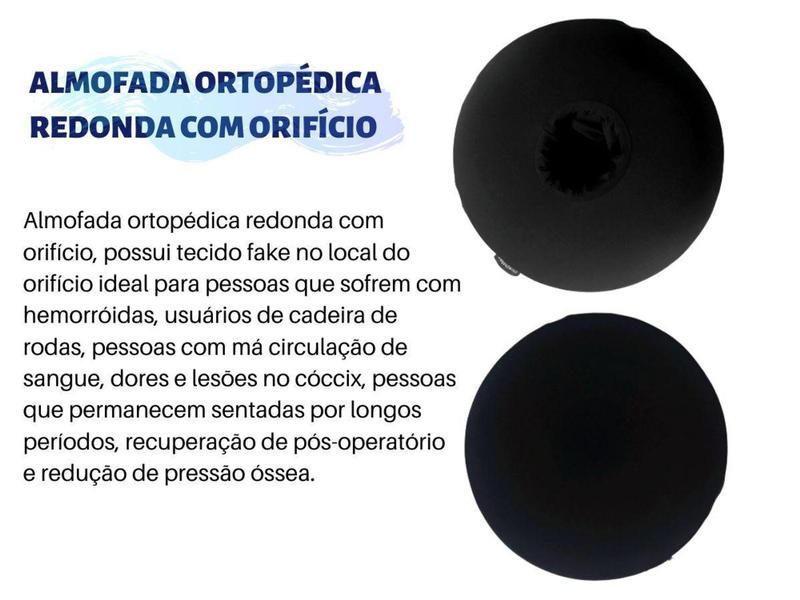 Imagem de Almofada Ortopédica Redonda Com Orifício Com Capa Poliamida - Aquasonus