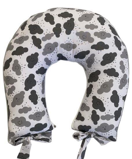 Almofada para Amamentar Bebe - Chuva De Amor Cinza - Jandis Baby Enxovais Imagem de Almofada para Amamentar Bebe - Chuva De Amor Cinza