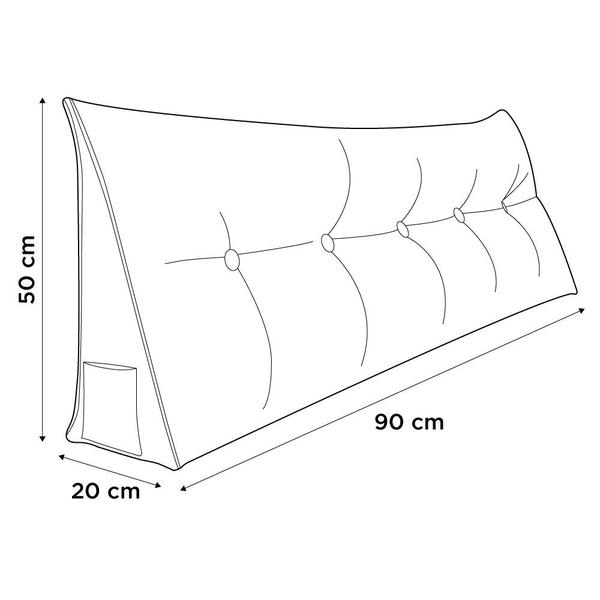 Imagem de Almofada Para Cabeceira Encosto Apoio Lombar Spot 90cm com Porta Celular Veludo - Desk Design