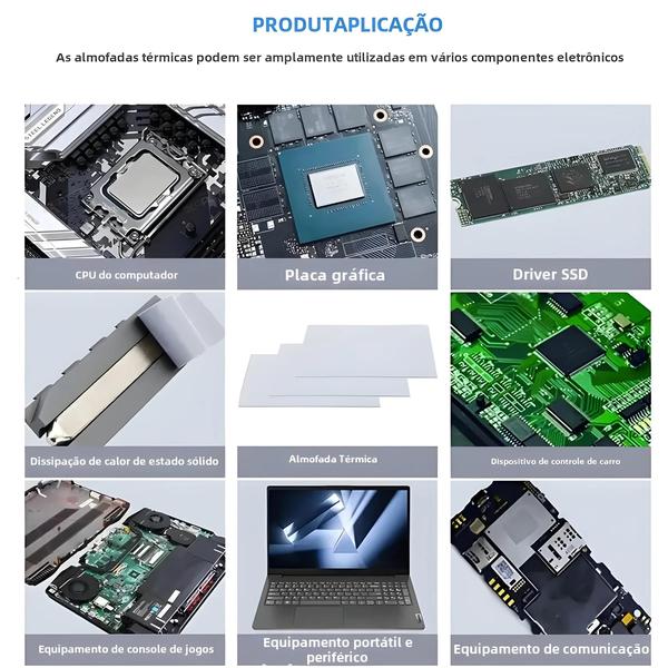 Imagem de Almofada Térmica de Silicone para CPU, GPU e Placa-Mãe - Melhora a Dissipação de Calor