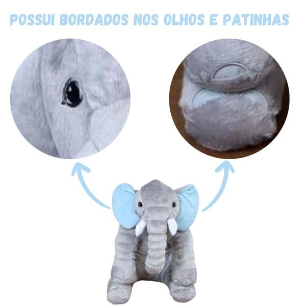 Imagem de Almofada Travesseiro Elefante News Bebê Dormir Pelúcia 60cm Menino e Menina