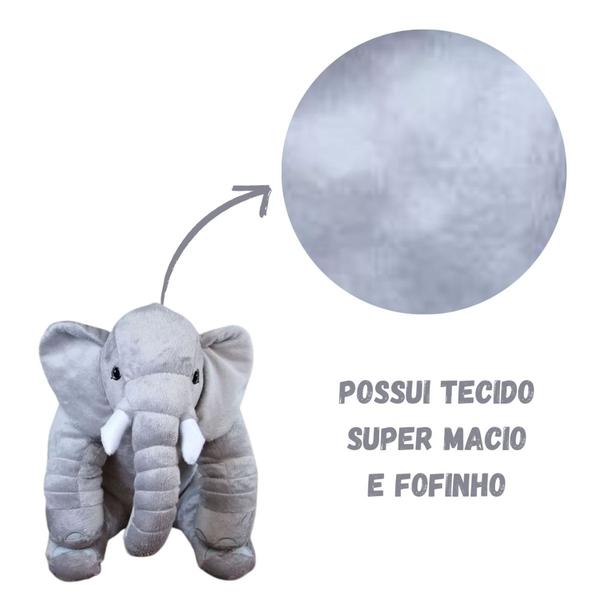 Imagem de Almofada Travesseiro Elefante News Bebê Dormir Pelúcia 60cm Menino e Menina