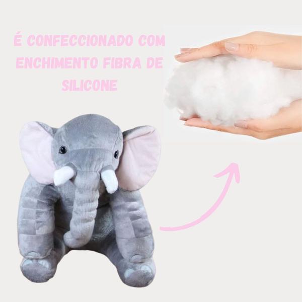 Imagem de Almofada Travesseiro Elefante News Bebê Dormir Pelúcia 60cm Menino e Menina