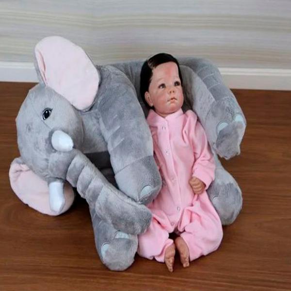 Imagem de Almofada Travesseiro Elefante News Bebê Dormir Pelúcia 60cm Menino e Menina