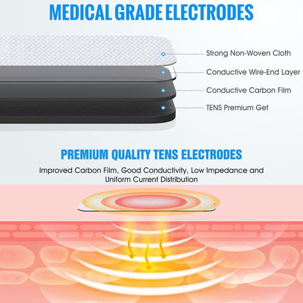Imagem de Almofadas de eletrodo TENS LiteTour, pacote com 10 unidades, encaixe grande de 3,5 mm