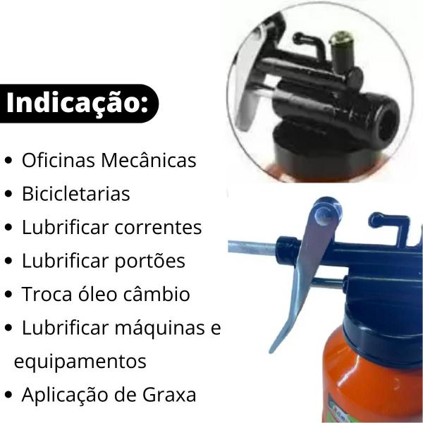 Imagem de Almotolia Bomba Manual Óleo Câmbio Metal Bico Rígido 250ml