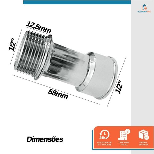 Imagem de Alongador Prolongador Extensão Cromada Torneira 1/2 Média